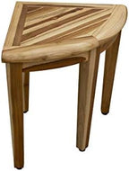EcoDecors SnazzyCorner Waterproof Teak Wood Shower Bench Stool Seat Chair For Inside Shower Provides Safety, Storage, and Organization For Bathroom Accessories