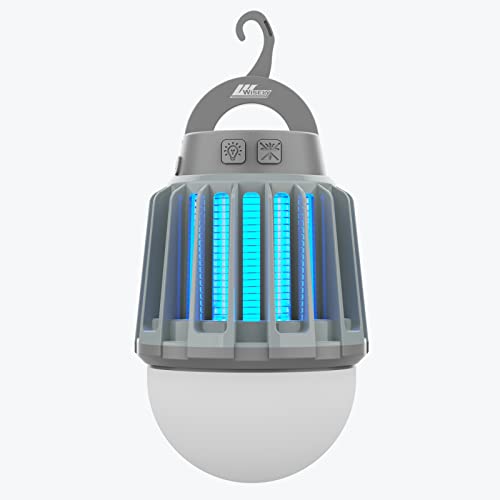 Wisely Bug Zapper Outdoor/Indoor Electric, USB-C Rechargeable Mosquito Killer Lantern Lamp, Portable Insect Electronic Zapper Indoor Trap, with LED Light 1PK Slate