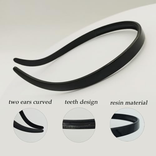 BIKCZEWIN 3PCS No Pressure Headbands for Women with Teeth No Headache Comfortable Hair band Plastic Fashion Skinny Loop Hair Accessories for Glasses Wearers
