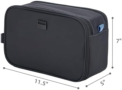 ZEEMO Travel Toiletry Bag for Men, Large Water-Resistant Full-Open Dopp Kit, Versatile Organizer for Shower and Hygiene Accessories, Bathroom Essentials, Cosmetics, Black