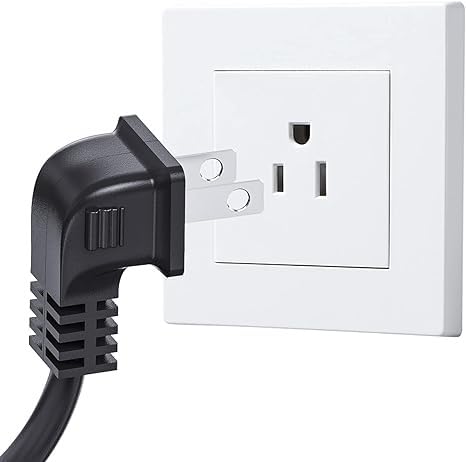 Power Cord for Samsung TV 2-Prong L-Shaped AC Power Cord UN40 UN43 UN48 UN49 UN50 UN55 UN60 UN70 UN75 UN65KS8000F Smart 4K, Compatible for LG, Sony, Sharp Panasonic, TCL TV Replacement (6FT)