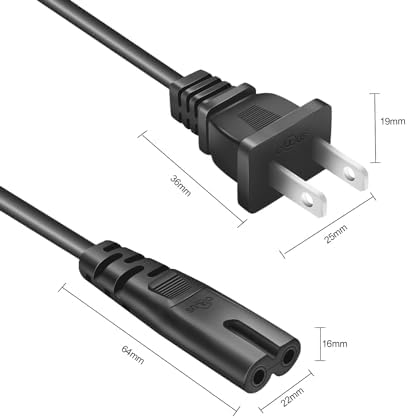 AC Power Cord for JBL PartyBox 310 110 300 710 100 200 1000 On-The-Go Speaker JBL Soundbar 2.1 3.1 5.1 9.1 Replacement 2 Prong Charger (10 Feet)