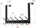 DOKU 2Pack Over The Door Hook, Heavy Duty Over Door Hanger Holder for Coat Robe Hat Clothe Towels Hanging, Bathroom Organizer Towel Rack 12 Hooks, Matte Black