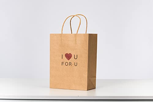 RACETOP Brown Gift Bags with Handles Bulk, 8"x4.5"x10.8" 50Pcs Brown Paper Bags with Handles Bulk, Brown Kraft Paper Bags, Gift Bags Bulk, Retail Bags, Shopping Bags