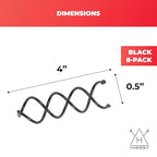 Hawwwy Bobby Pins - 8 Pack - Black - 2 Inches - Beautiful Twist Hair Accessories for Women and Kids - Easy Bobby Pins for Fast and Secure Buns, Messy Styles, and Updos