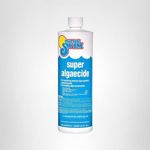 In The Swim Super Algaecide for Above Ground or Inground Swimming Pools – Low Odor, Non-Foaming Preventative for Yellow/Mustard Algae in Swimming Pools - 7.1% Chelated Copper – 1 Quart