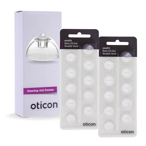 Oticon MiniFit Bass Double Vent 10mm = 0.39 inches - Large 20 Domes, Genuine OEM Denmark Replacements, Oticon Hearing Aid Domes Compatible with Oticon Bernafon Sonic Hearing Aid-2Pack/20 Domes Total