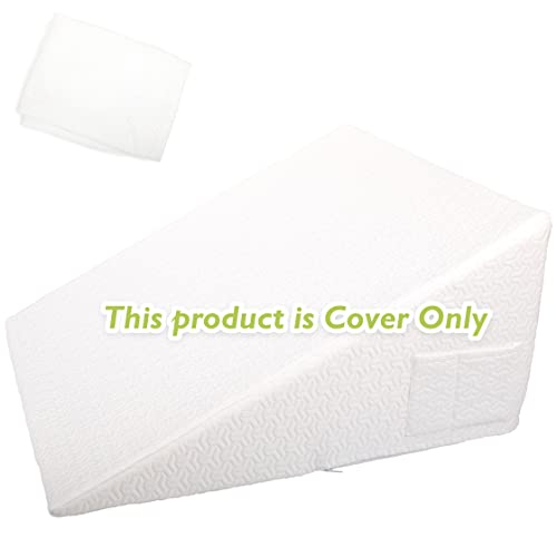 Wedge Pillow Cover for 25x24x12 Bed Wedge Pillow, Hypoallergenic, Viscose Made from Bamboo, Replacement Wedge Pillow Case Cover with Zipper & Pockets