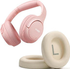 TOZO HT2 Hybrid Active Noise Cancelling Headphones, Wireless Over Ear Bluetooth Headphones Pink +HT2 Replacement Ear Pads Khaki