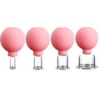 SETROVIC 4 Pieces Glass Silicone Cupping Cups Set Massage Vacuum Suction Cupping Tools Anti Cellulite Lymphatic Therapy Sets for Eyes Body Face Leg Arm Back Shoulder Muscle and Joint Pain (Pink)
