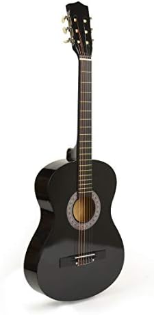 30" Wood Guitar with Case and Accessories for Kids/Girls/Boys/Beginners (Black)