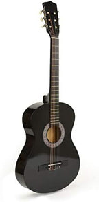 30" Wood Guitar with Case and Accessories for Kids/Girls/Boys/Beginners (Black)