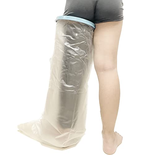 Adult Leg Cast Protector for Shower, Waterproof Leg Cast Covers for Shower Full Leg Watertight Protection to Broken Leg, Knee Replacement Surgery, ACL Post Surgery Reusable (Full Leg 46"20"9.8")