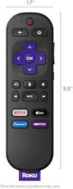 Roku Voice Remote | TV Remote Control with Voice Control, TV Controls, Simple Setup, & Pre-Set App Shortcuts - Replacement Remote Compatible with Roku TV, Roku Players, & Roku Audio