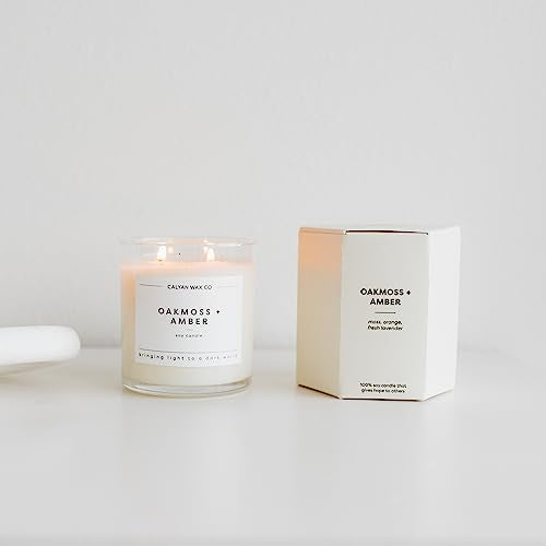 Calyan Wax Scented Candle, Lavender & Bergamot Candle for The Home Scented with Cedar & Citrus, Soy Wax Aromatherapy Candle in Glass Jar with 37 Hour Burn Time, Non Toxic Scented Candles Gifts