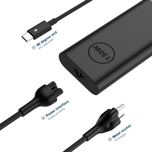 Replacement for Dell 130W Laptop Charger USB C Slim Adapter - XPS 17 15 7590 9700 9500 9510 Precision 5560 3560 5540 5570 5550 3561 3550 5510 5520 Latitude 7410 7310 7210 Type C Computer AC Power Cord