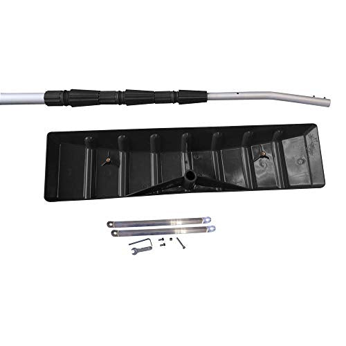 MTB Telescoping Snow Roof Rake, Black, with 21-ft Extension Aluminum Handle, 24.8 in X 6 in Poly Blade Rooftop Snow Removal Tool