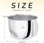 7QT Stainless Steel Mixer Bowl and Bowl Lid Covers for Kitchenaid Stand Mixers, Kitchen Aid Mixing Replacement Bowl for 7QT Lift Mixer with Handle, Dishwasher safe.