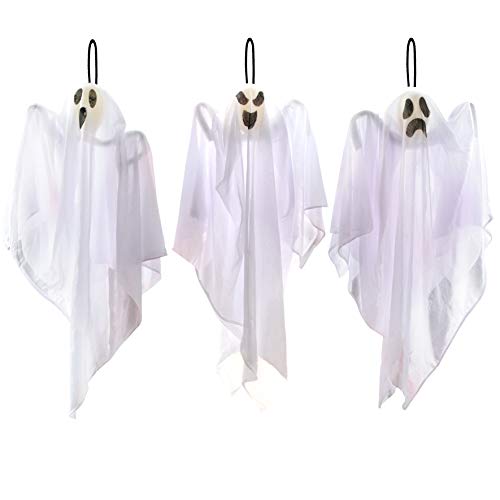 JOYIN 3 Pack Halloween Party Decoration 27.5" Hanging Ghosts, Cute Flying Ghost for Front Yard Patio Lawn Garden Party Décor and Holiday Decorations