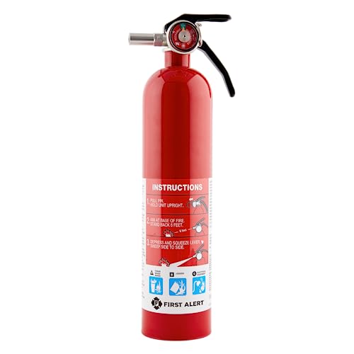 First Alert HOME1 Rechargeable Standard Home Fire Extinguisher UL Rated 1-A:10-B:C, Red with Metal Bracket Bundle