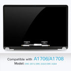 Replacement Screen 13.3" for MacBook Pro 13-inch Retina Model: A1706 A1708 Late 2016 Mid 2017 EMC 3071 EMC 3163 EMC 3164 Full LCD LED Screen Assembly Display (A1706 A1708(Silver))