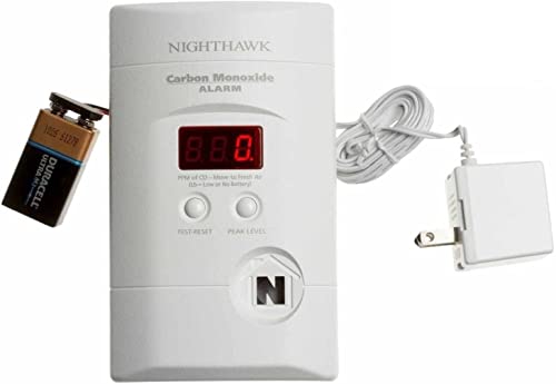 Kidde Carbon Monoxide Detector, Plug In Wall with 9-Volt Battery Backup, Digital LED Display, 4 Pack