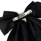 Canitor Hair Bows for Women Silky Satin Hair Ribbon Hair Barrettes Clip Oversized Long Tail Black White Hair Bows Cute Aesthetic Coquette Hair Accessories Preppy Teen Girl Gifts Trendy Stuff Things