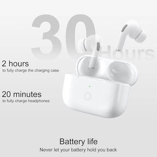 Compatible with AirPod Pro 2nd&1st Generation Charging Case Replacement, Air Pod Pro 2 1 Charger Case with Bluetooth Pairing Sync Button,White