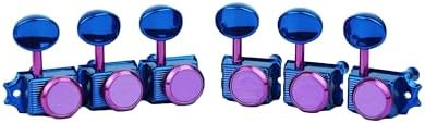 Guyker 6 Inline Vintage Guitar Lock String Tuners – Locking Tuning Key Pegs Machine Heads Replacement Parts for ST TL Style Electric, Folk or Acoustic Guitars – GK55SP, Blue+Pink