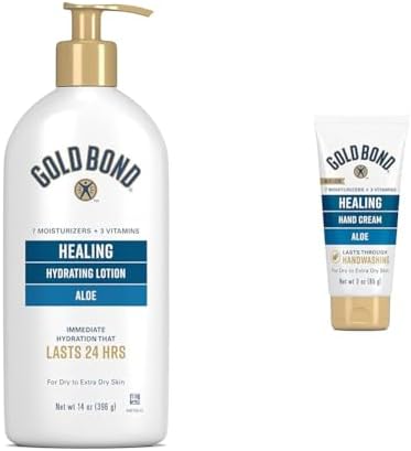 Gold Bond Healing Hydrating Lotion, 14 oz., With Aloe, Moisturizes, Immediate 24-Hour Hydration & Healing Hand Cream, 3 oz., With Aloe, Moisture That Lasts Through Handwashing