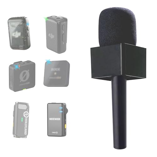 1pc Black PRO Macrokraft Interview Handle Adapter for DJI Mic, Rode, Hollyland Lark, Neewer, Godox and Other Wireless Pro Microphone Systems | Handheld Mount | Videography Audio Accessories | Mic Flag Included