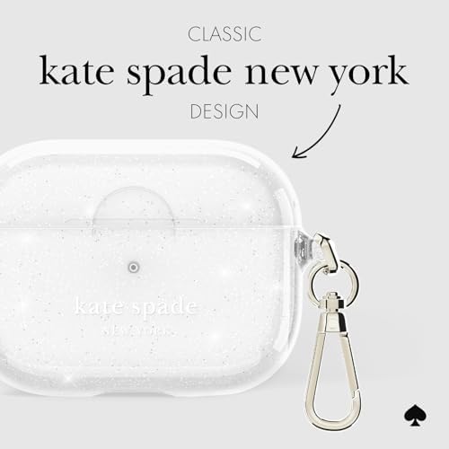 kate spade new york AirPods 4 Protective Case with Keychain Ring - That Sparkle Silver, Compatible with AirPods 4th Generation