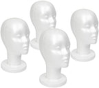 STUDIO LIMITED 11.4-Inch Styrofoam Mannequin Head (4 Pack) - White Foam Wig Stand for Wigs, Hats, Masks, Hairpieces, Arts, Crafts, DIY Projects, Salon Display, and Travel Use