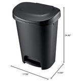 Rubbermaid Classic Step-On Trash Can with Lid, 13-Gallon, Black, Easy Clean Wastebasket for Home/Kitchen/Bedroom/Office