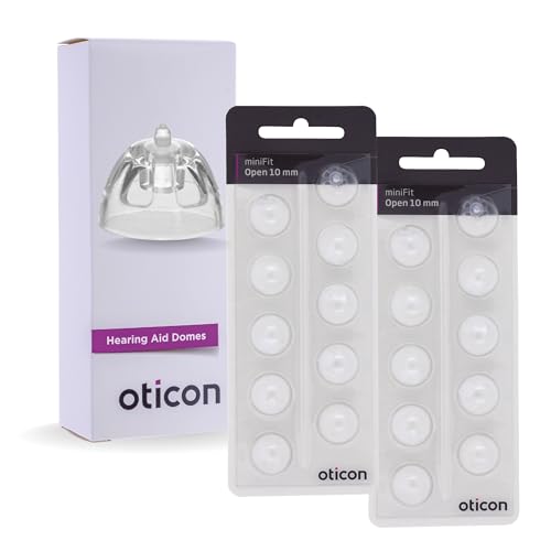 Oticon MiniFit Open (10mm - Large) 20 Domes, Genuine OEM Denmark Replacements, Oticon Hearing Aid Domes for Oticon Bernafon Sonic Philips MiniRITE Hearing Aids Supplies - 2 Packs / 20 Domes Total