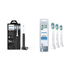 Philips Sonicare 4100 Electric Rechargeable Power Toothbrush, Black, with Genuine Philips Sonicare Optimal Plaque Control Replacement Toothbrush Heads, White, 3 Pack