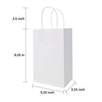 Oikss 100 Pack 5.25x3.25x8.25 Inch Small Kraft Bags with Handles Bulk, Paper Bags Birthday Wedding Party Favors Grocery Retail Shopping Business Goody Craft Gift Bags Cub Sacks (White 100PCS Count)