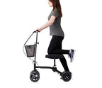 Medline Steerable Knee Walker, Large 8" Wheels, Adjustable Height and Storage Bag, Supports up to 300 lbs, Black