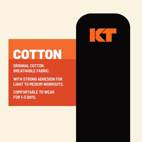 KT Tape, Original Cotton, Elastic Kinesiology Athletic Tape, 20 Count, 10” Precut Strips, Red