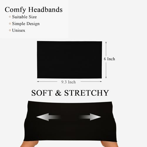 Wide Headbands For Women Stretch Headband Boho Head Bands Women's Hair Band Turban Workout Hairband Accessories Black Gray 6 Pack