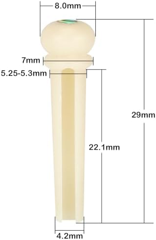 Blisstime 6pcs Unbleached Guitar Bone Bridge Pins Natural Bone Color Replacement Parts with Abalone Dot