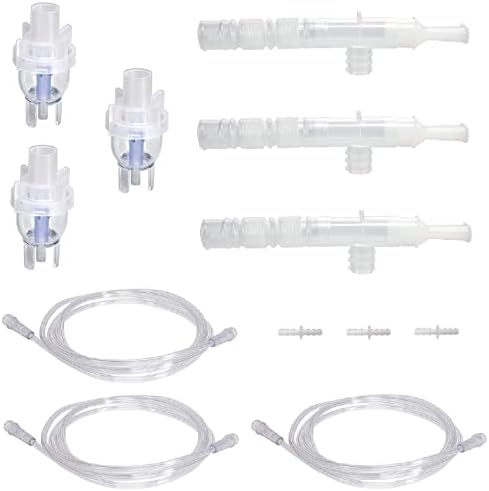 ResOne 3pk Nebulizer Replacement Accessories w/Cup, Mouthpiece, Tee, Flex, 7' Tubing, Connector
