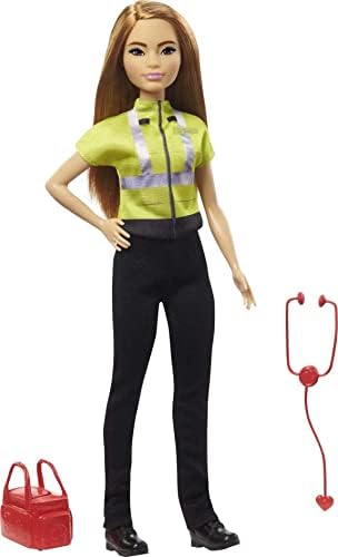 Barbie Careers Fashion Doll & Accessories, Paramedic with Petite Body Type Wearing Removable Uniform with Medical Bag & Stethoscope