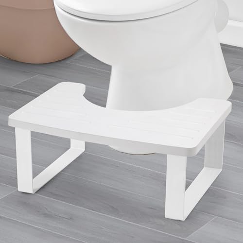 JOPSTDI Bamboo Toilet for Bathroom,Adult and Children's Bedpan,Portable Squatting Pan with Dual Anti Slip Design (White)