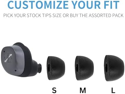 Comply TrueGrip | Premium Memory Foam Replacement Earbud Tips for Sennheiser Momentum 3, 4, ACCENTUM | Enhanced Comfort, Secure Fit, Superior Noise Isolation, Cleaning Tool | Black (S/M/L) (3 Pairs)
