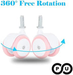 Baby Walker Wheels Replacement, Set of 4, Baby Walker Accessories, Rubber Plastic Casters, Universal Wheels,Pink