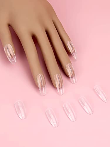 Lionvison 100PCS Replacement Nail Tips for Refill Acrylic Nails, Clear Fake Nail Tips for Practice Hand for Acrylic Nails, DIY Nail Art Salon Practice Tool, Clear
