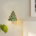 Blissun Set of 2 Ceramic Christmas Tree Night Light, 6" Christmas Decorative Ceramic Tree