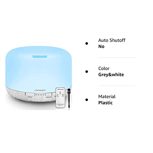 URPOWER 500ml Essential Oil Diffuser, Aromatherapy Diffusers for Essential Oils with Adjustable Mist Mode/4 Timer Settings Large Room Cool Mist Humidifier Air Diffuser for Home Office Study Yoga Spa
