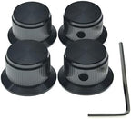 4-Pack Set Screw Style Aluminium Potentiometer Knobs 1/4" Universal Top Hat Knobs Bell Volume Tone Control Knobs for Guitar/Bass/AMPS/Preamps Black